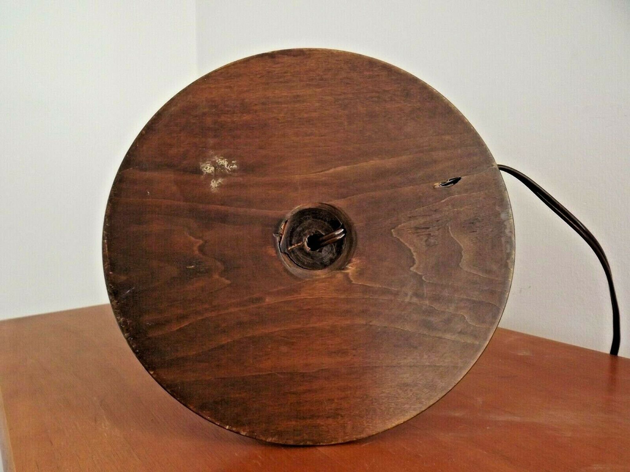 French tall wooden carved open weave barley twist table lamp base