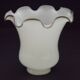 White Opaque Glass Bell Shaped Shade With Contrasting Frilled Edge