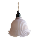Baladeuse globe vintage en verre rose pâle