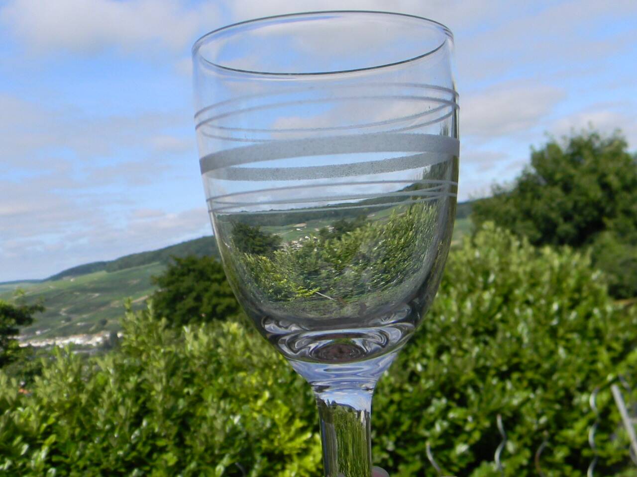 Set of 5 antique bistro glass water glasses.