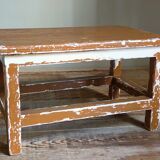 Vintage patinated solid wood side bench