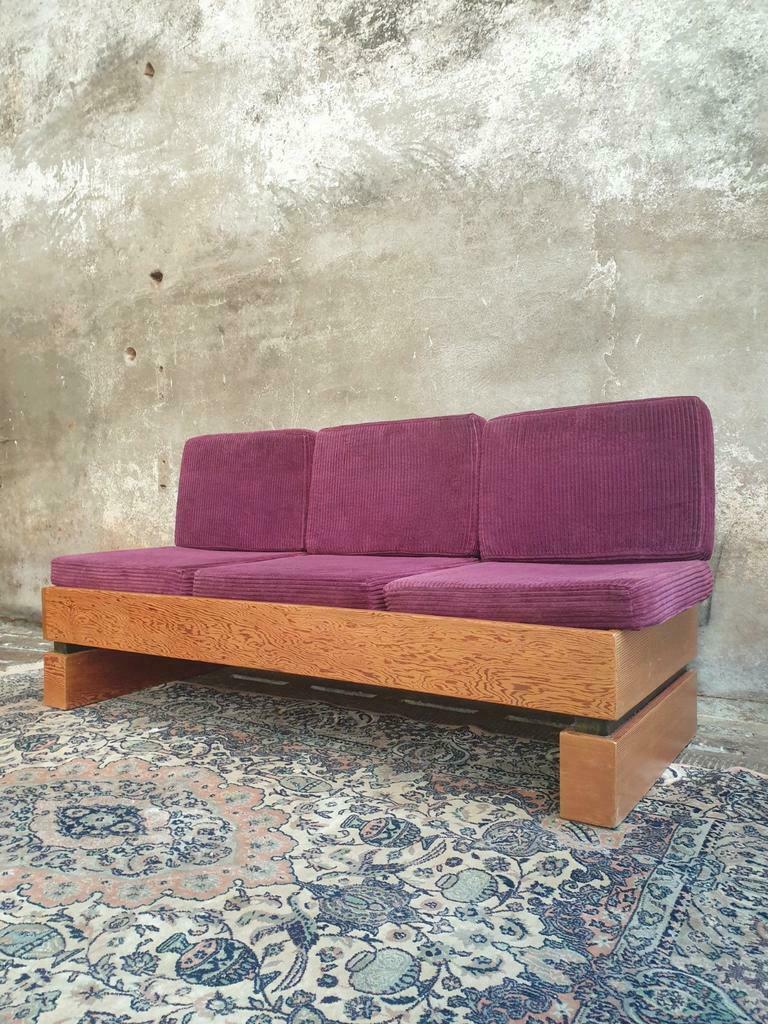 Old sofa design retro purple couch 60s