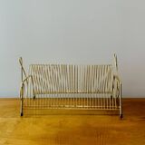 Vintage record holder in gold metal - for 50 vinyls