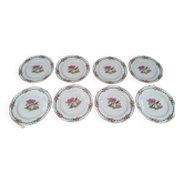 Lot de 8 assiettes à dessert en porcelaine de Limoges décor oiseau de paradis