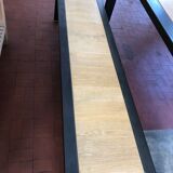 Table with Fermob bench in natural wood and iron
