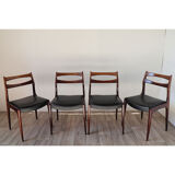 Series of 4 Scandinavian teak chairs 1960