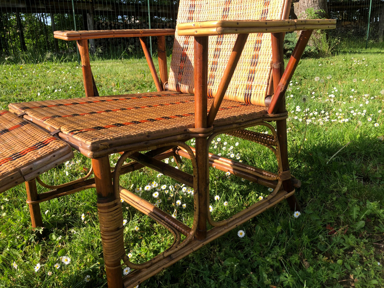 Rattan and wicker deck chair