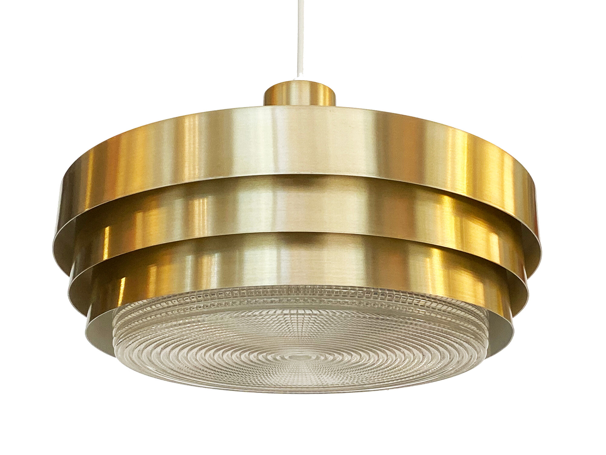 Aluminum and glass pendant light by Vitrika. Denmark 1970s