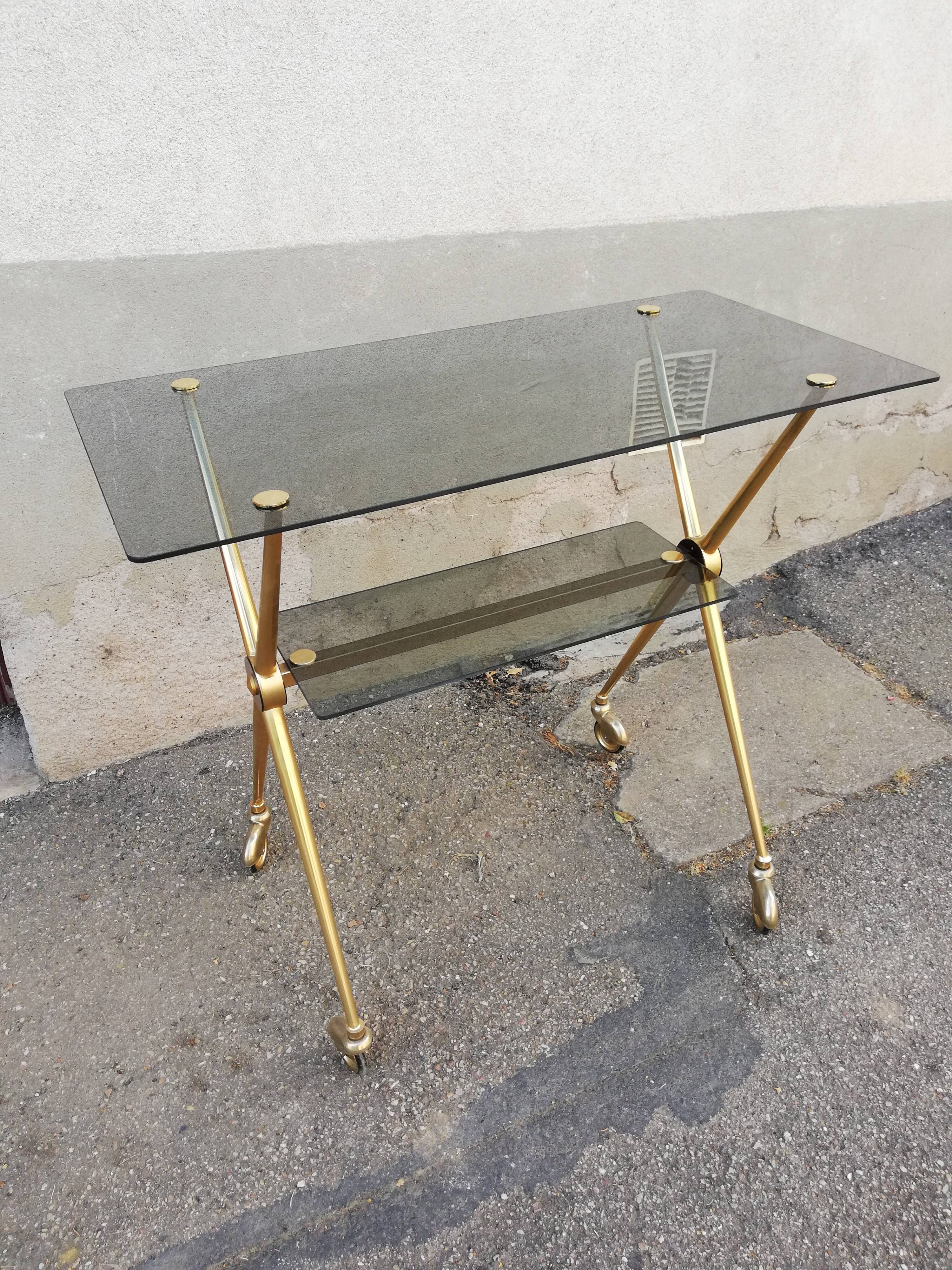 Dessert years 60 gold metal and glass