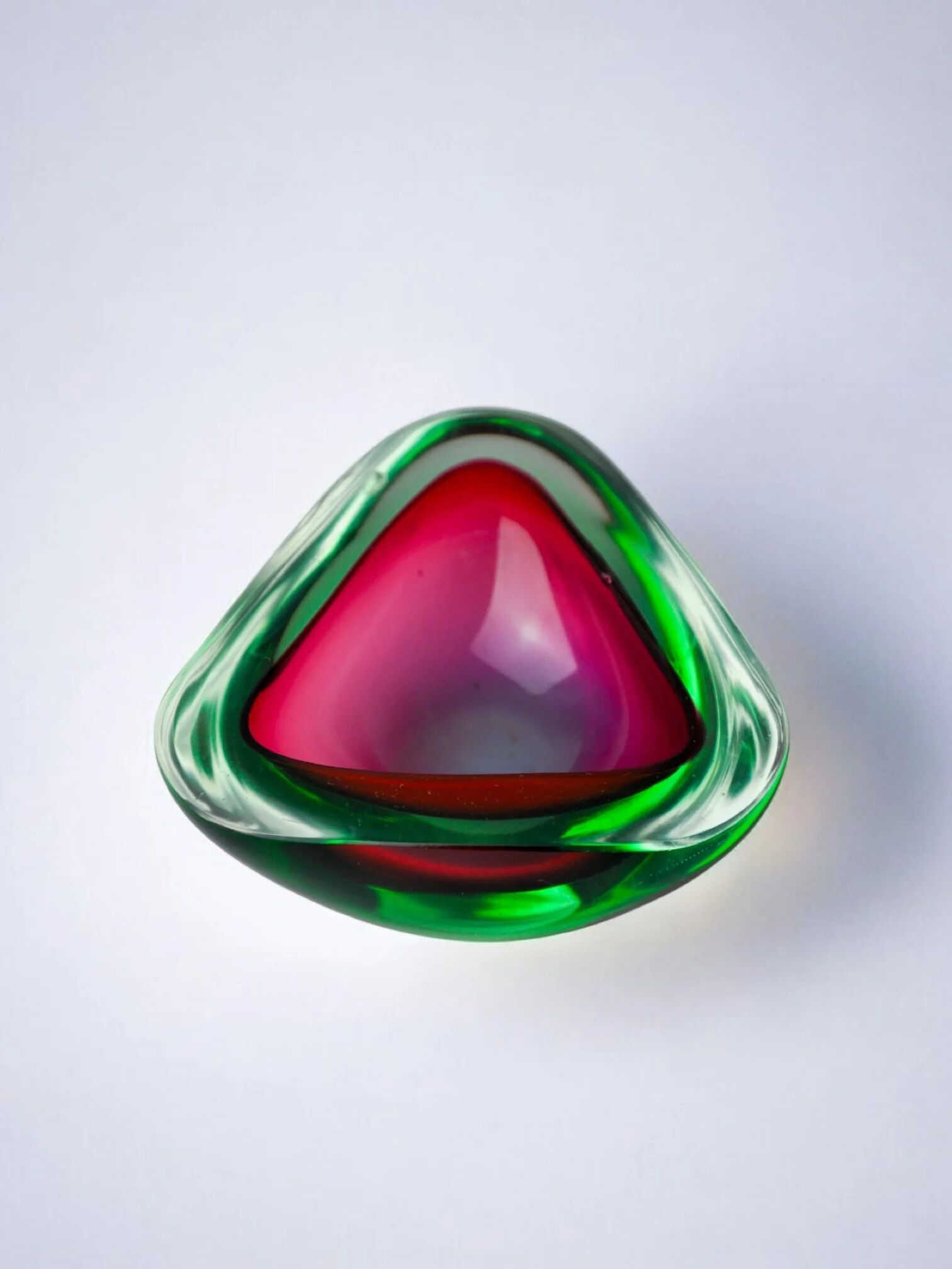 Red and green Sommerso ashtray by Seguso, Murano glass, Italy, 1970s