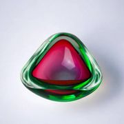 Red and green Sommerso ashtray by Seguso, Murano glass, Italy, 1970s