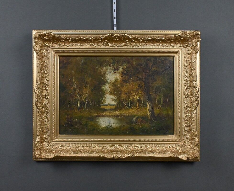 Tableau « Mare sous les Bois » signé A. Salvignac – Début XXe