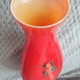 Vase ancien opaline rouge et jaune