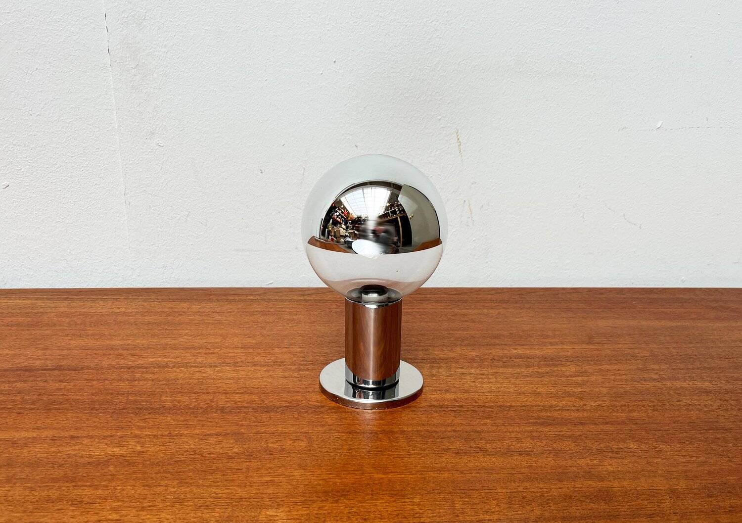 Vintage German ceiling lamp in chrome and glass from the space age by Motoko Ishii for Staff, 1970s.