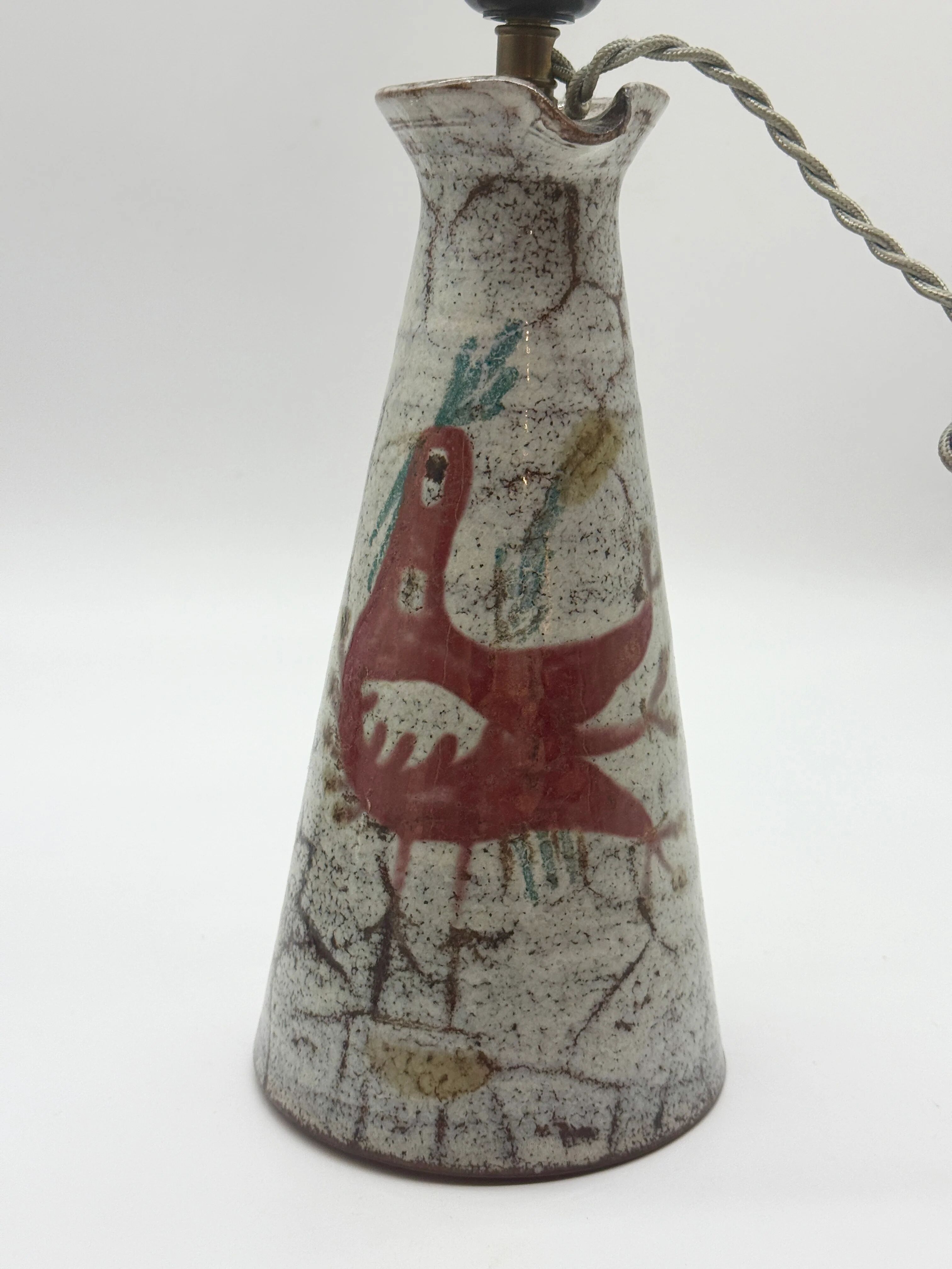 Ceramic pitcher converted into a lamp — Gustave Reynaud, 1950s