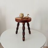 Vintage turned wood tripod stool