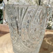 Seau à glace ou glaçons vintage en verre ciselé