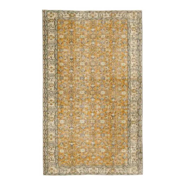 Vintage Turkish Oushak handmade wool cotton orange rug 161x267