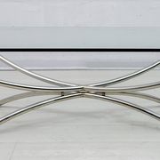 Mid-Century Modern Italian Chrome and Crystal Coffee Table, 1970s