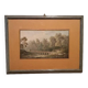 Old watercolour on paper from the early 19th century – landscape with aqueduct and bridge.