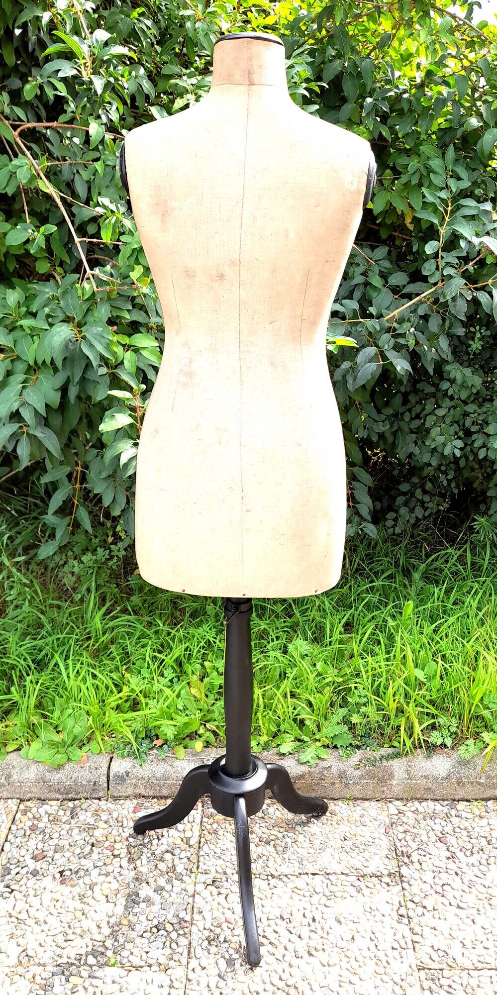 Old couture mannequin "au louvre" bust in fabrics and wood 1900 size 44