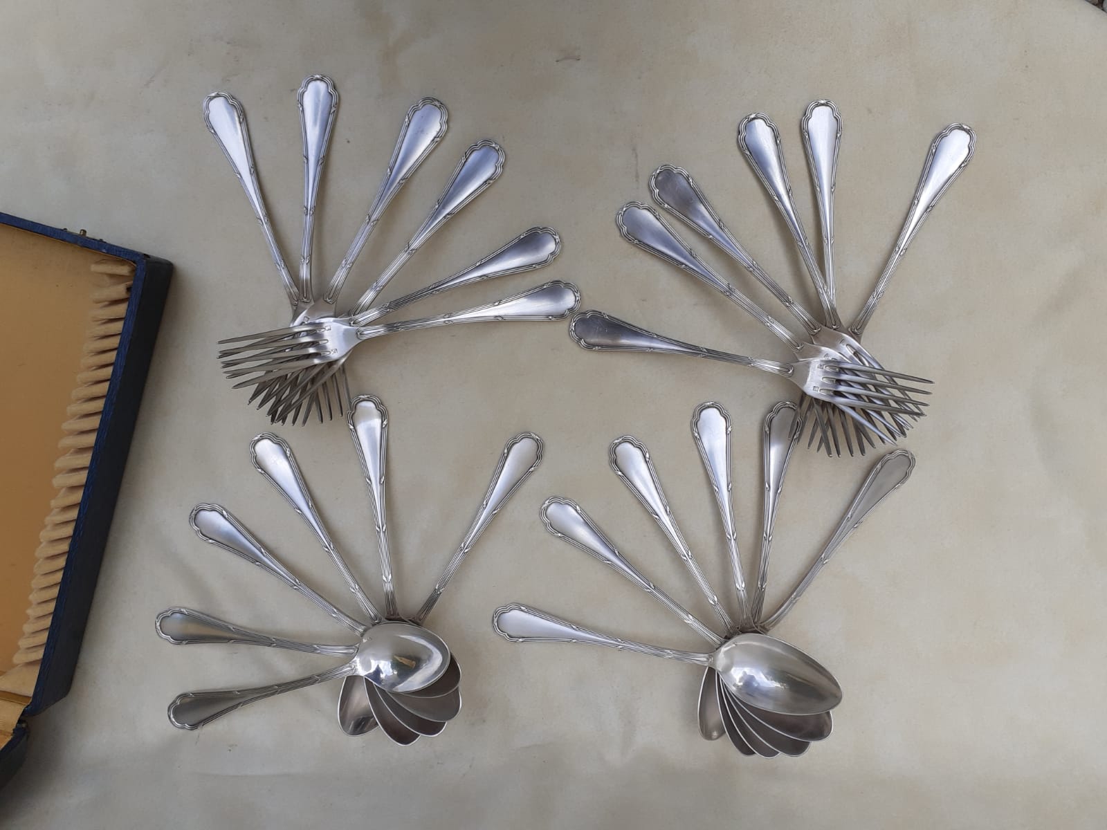 Housewife 12 forks and 12 tablespoons in silver metal