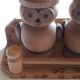 Set of 3 wooden spice pots, salters, owl shape
