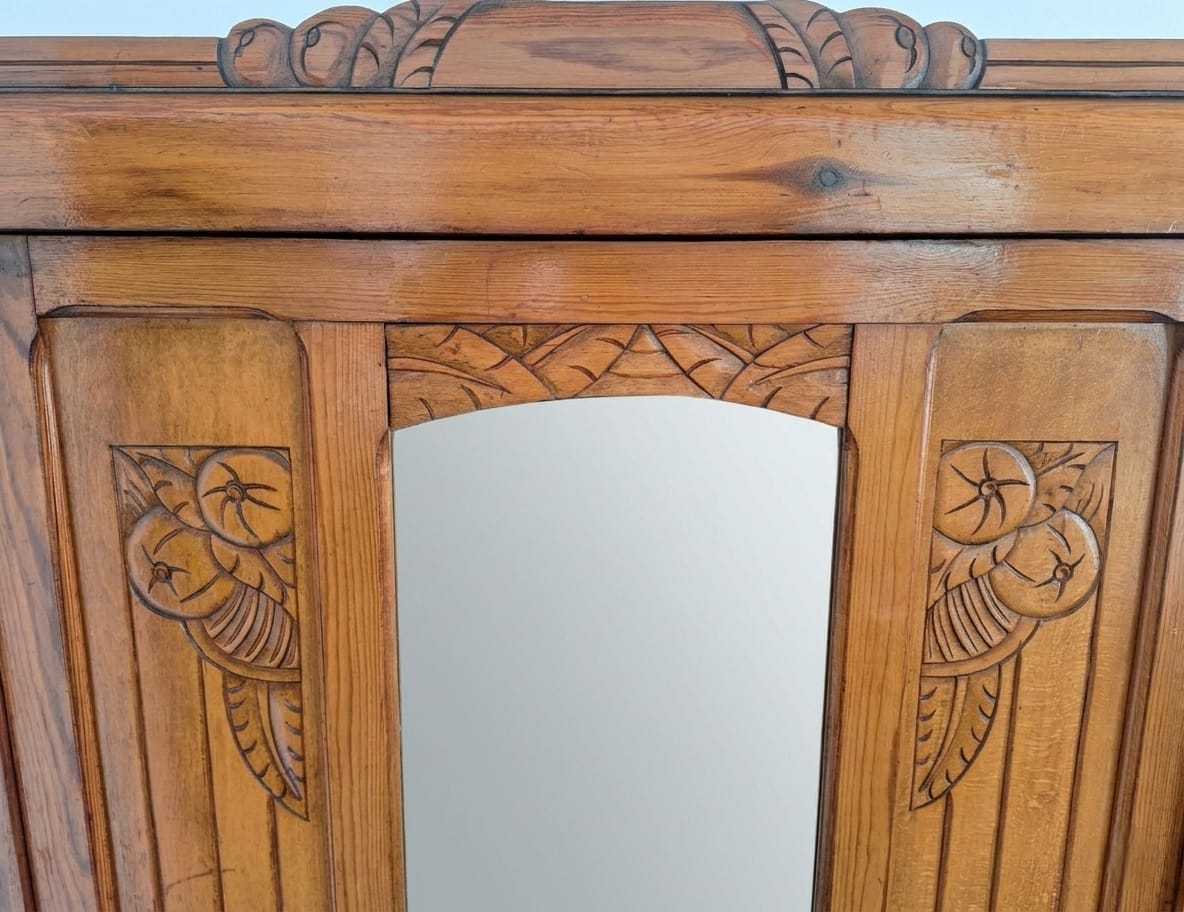 Art deco wardrobe, bonnetière, vintage furniture