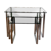 Steel and smoked glass trundle tables