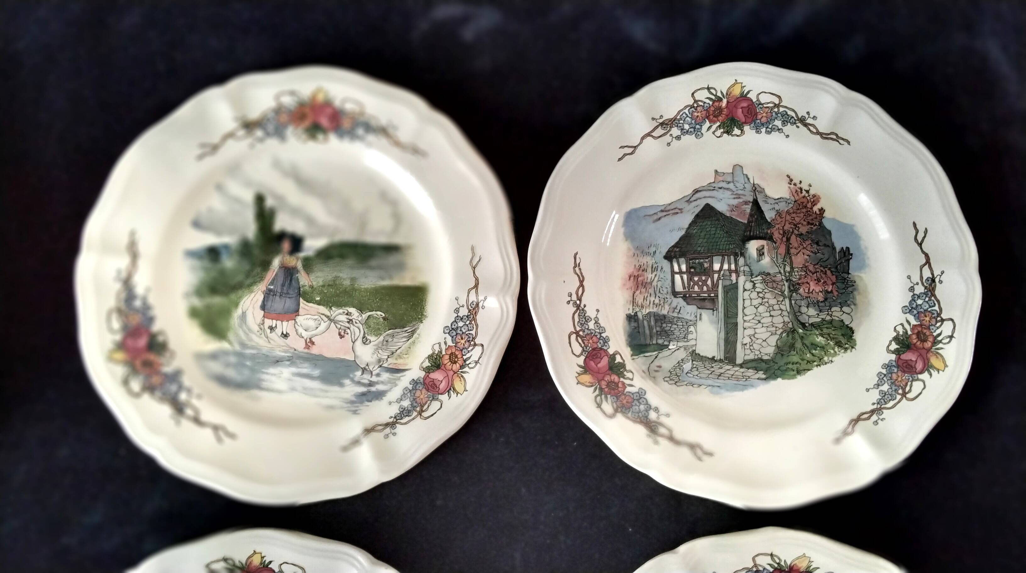6 Sarreguemines earthenware dessert plates Model Obernai