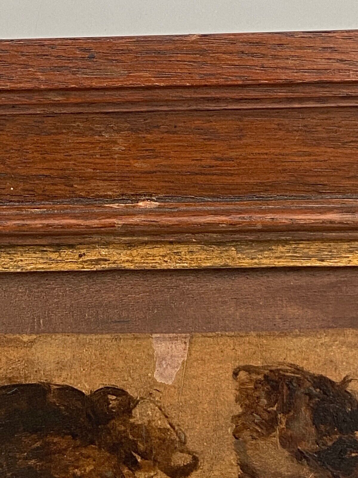 Oil on panel woman 3 faces in profile nineteenth frame wood e. jacob