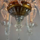 Lustre en verre de murano incolore 8 bras de lumière vers 1890