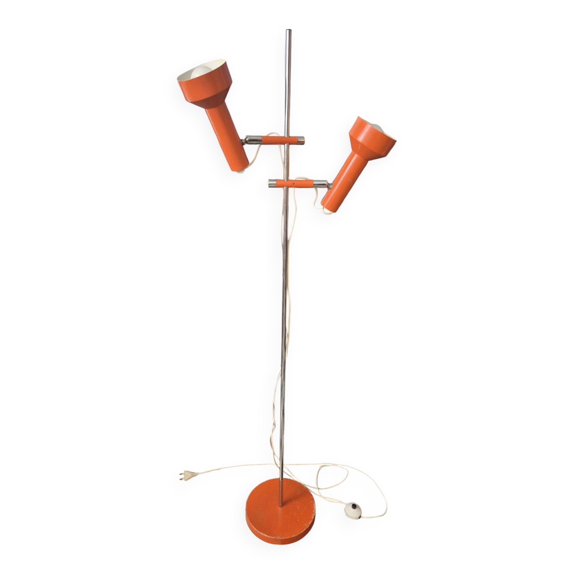 Lampadaire vintage doube spots orientables orange