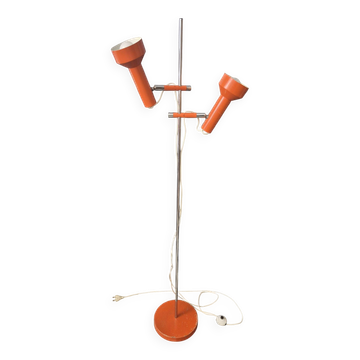 Lampadaire vintage doube spots orientables orange