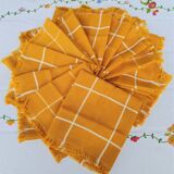 Lot de 12 serviettes de table jaune moutarde