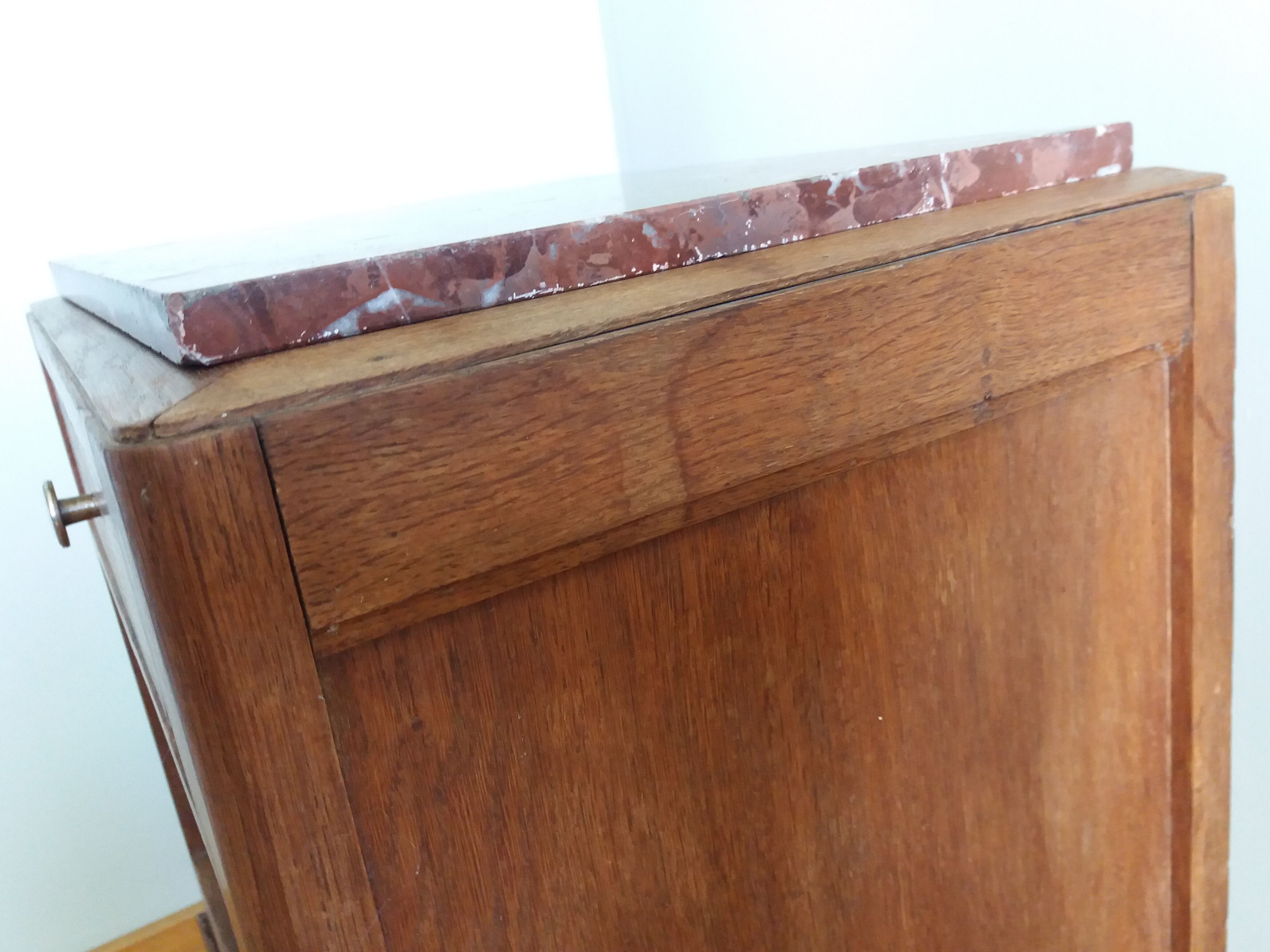 Art deco bedside table marble and wood