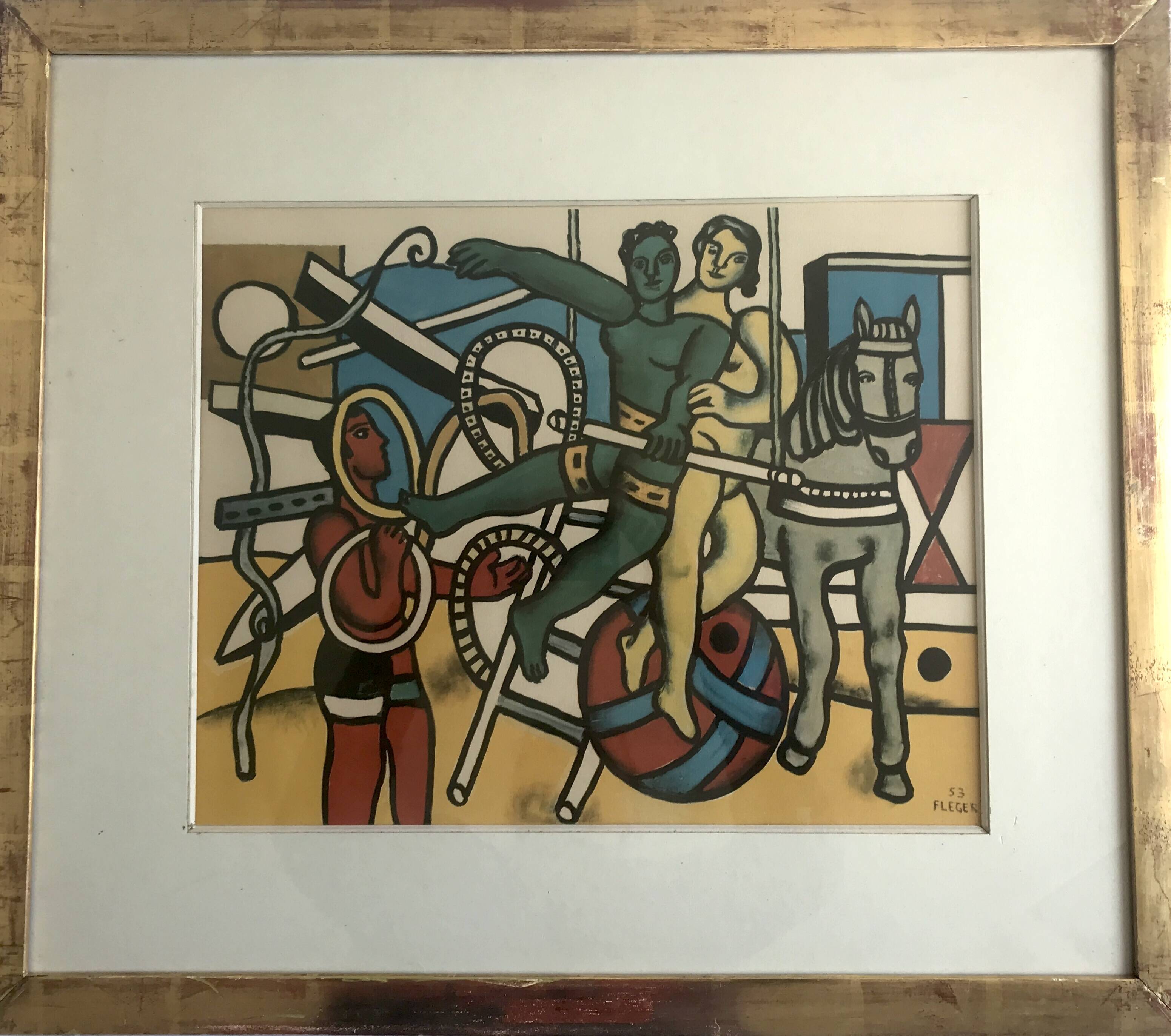 Fernand LÉGER (after) Circus scene. c. 1980. Framed photogravure