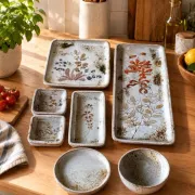 Set of stoneware dishes by Chantal and Thierry Robert