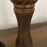 Vintage turned wooden pepper and salt mill