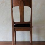 Art nouveau side chair in oak and royal purple velvet, 1900