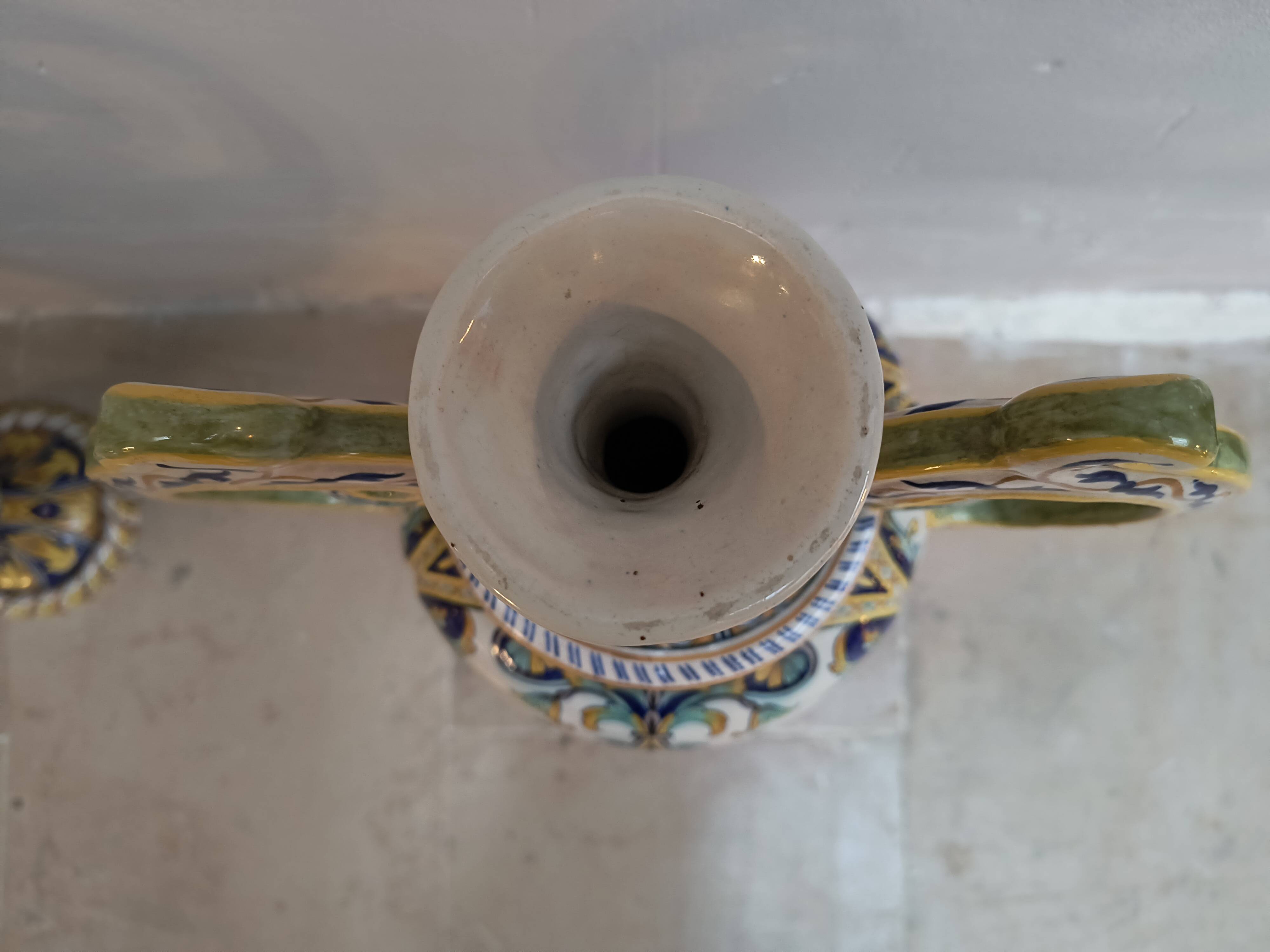 2 vases with double handles - faience from Desvres 1900