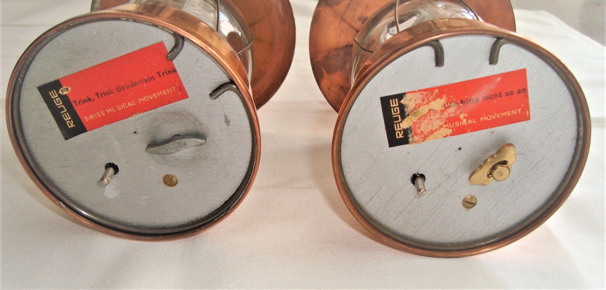 Pair bottles carafes bottles musical lantern vintage copper 60