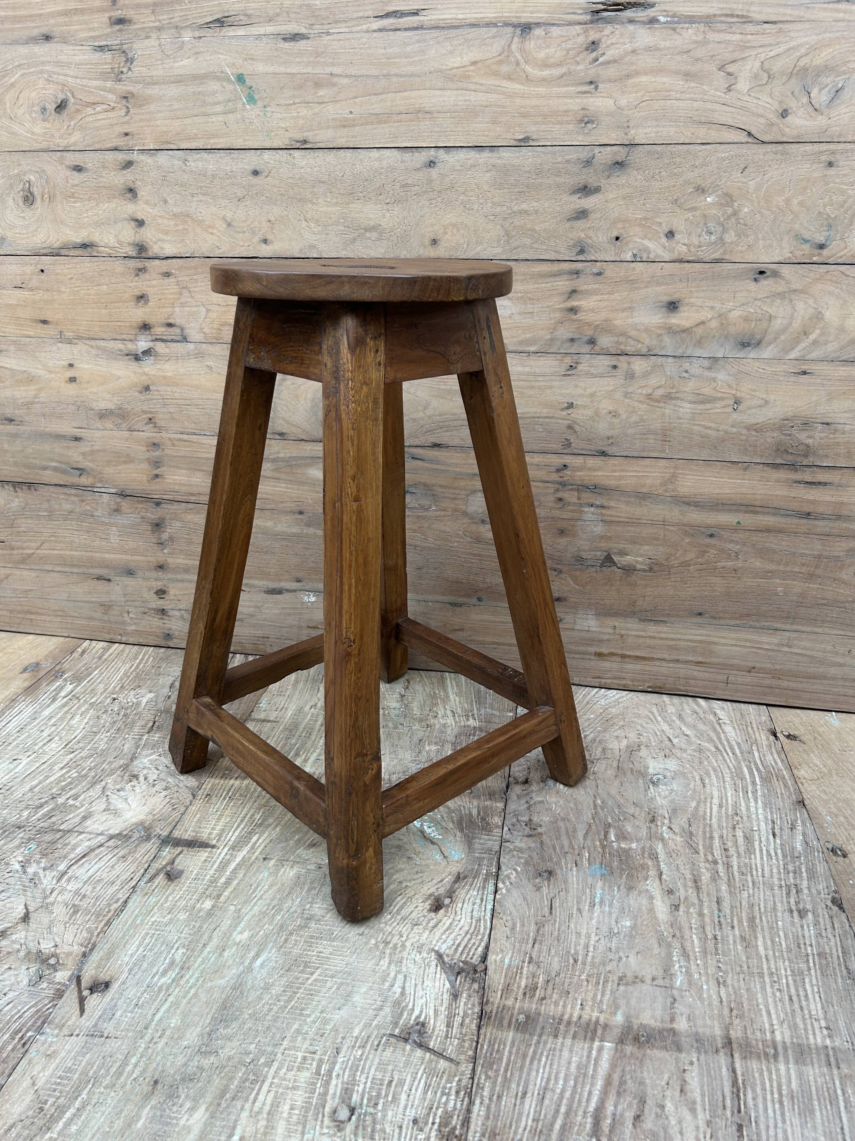 Solid teak workshop stool