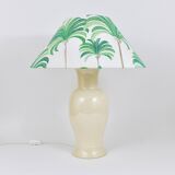 Pair of Tommaso Barbi Riviera palm tree table lamps from the 1970s with matching cushions.