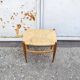 Sgabello in legno e paglia vintage italiano Anni '70