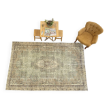Ivory Turkish Rug 6x9 Beige -Cream Vintage Rug For Living Room -Bedroom Rug -Beige Area Rug MOON.118