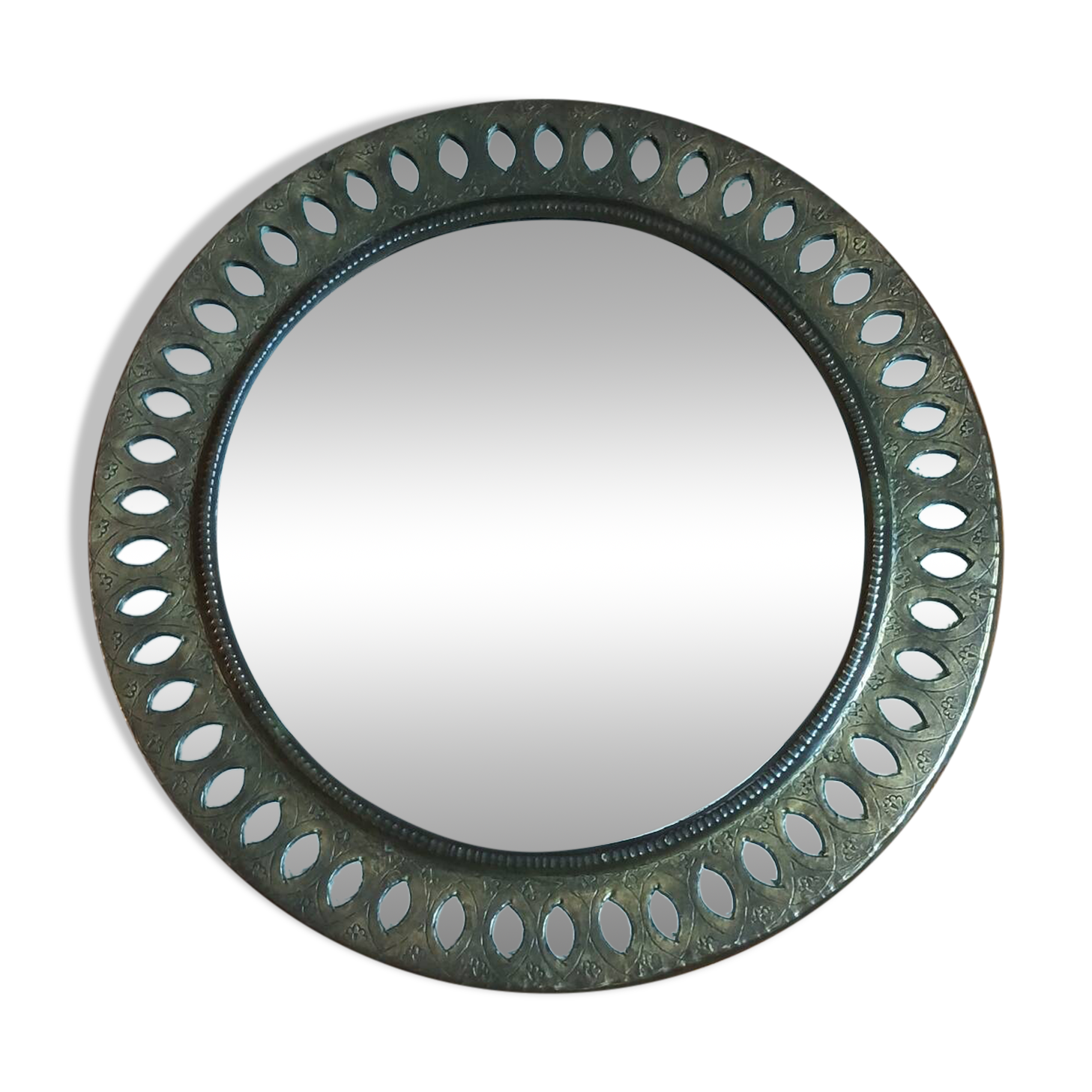 Oriental brass mirror