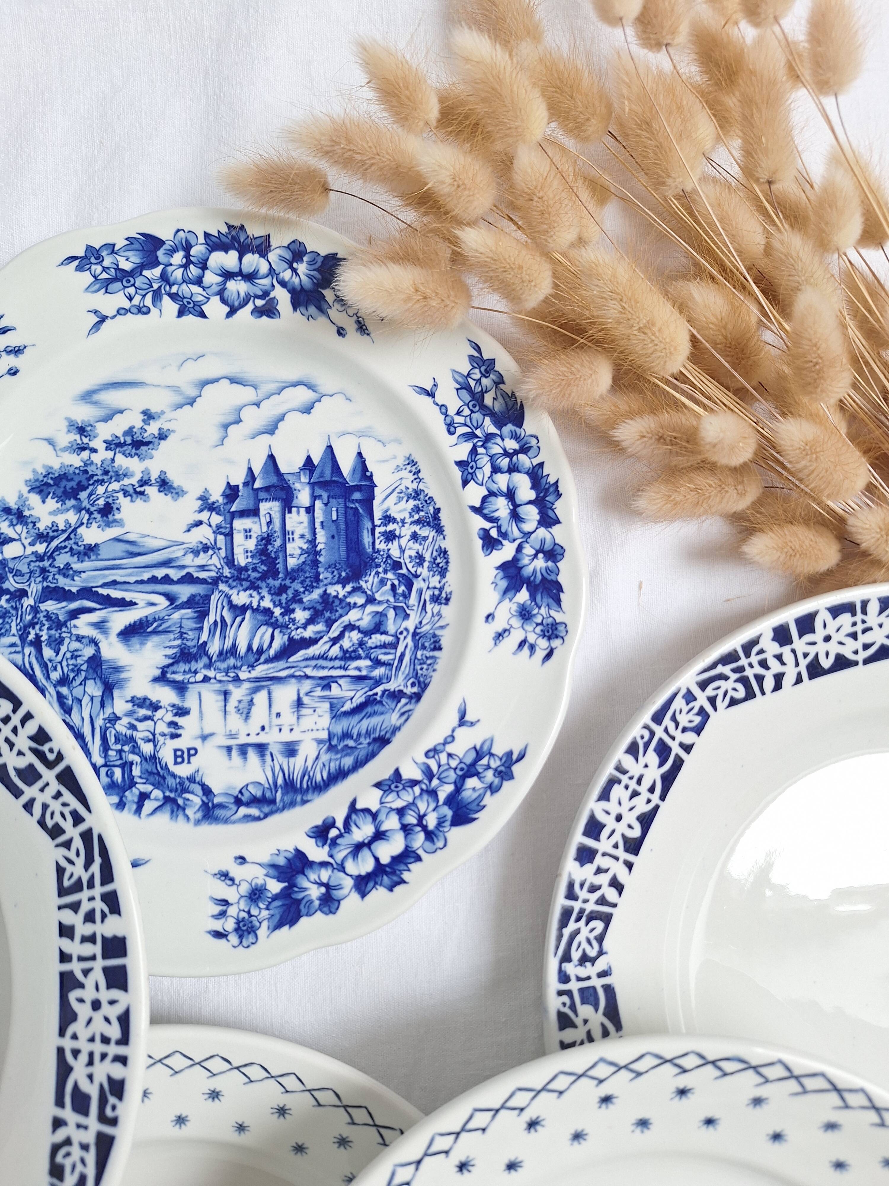 Vintage blue dinner plates