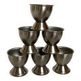 Six metal egg cups