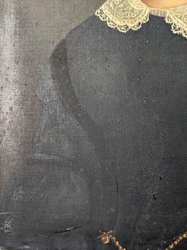 Antique painting vintage portrait bohemian countryside decoration oil on canvas